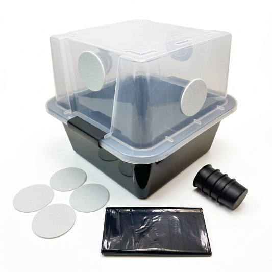 Grower's Select SMALL Mushroom Monotub Fruiting Chamber with Filter Disks and Liner 28Q - Image 1