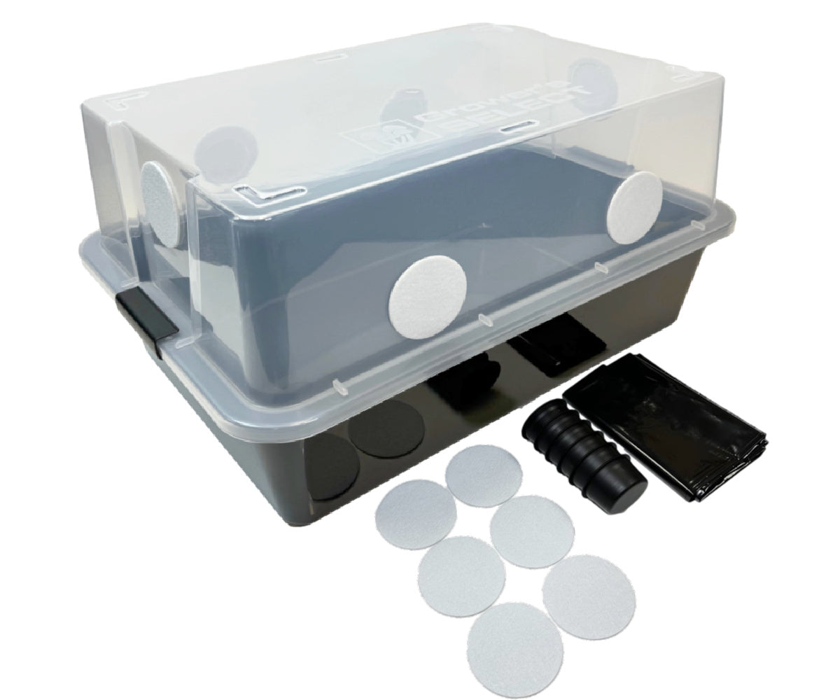 Grower's Select LARGE Mushroom Monotub Fruiting Chamber with Filter Disks and Liner 66Q - Image 1