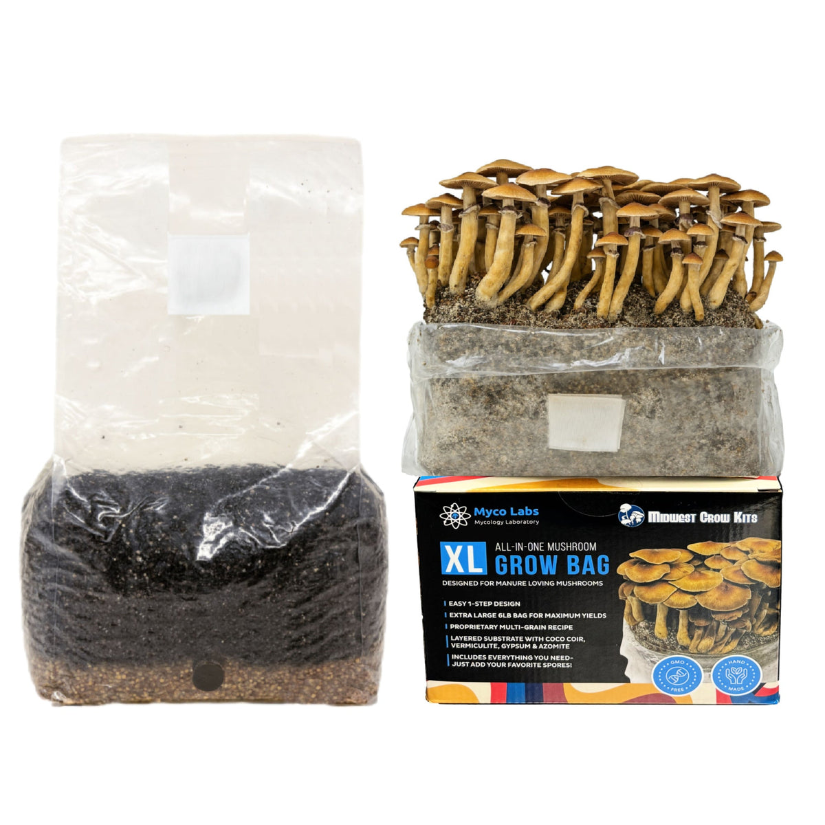 XL All-in-One Mushroom Grow Bag (6 lbs) for Manure Loving Mushrooms - Image 1