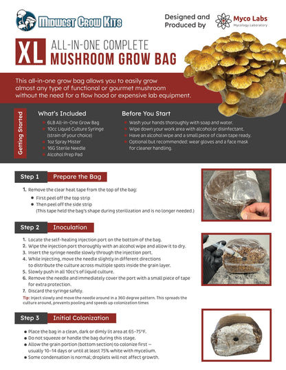 Complete XL ALL-IN-ONE Wood Lover's Mushroom Grow Bag Kit (6LB) - Image 3