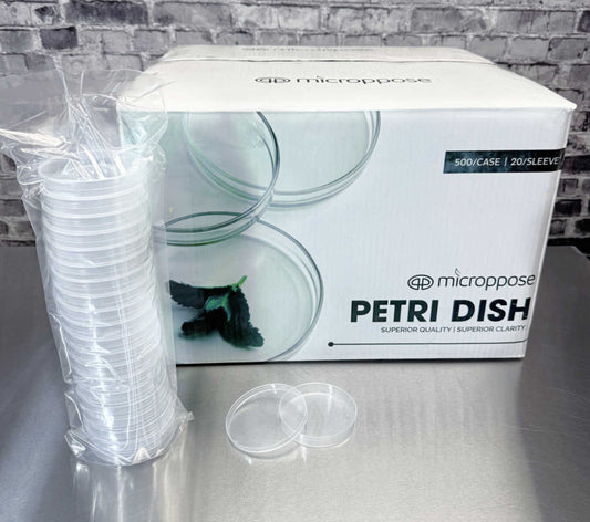 Microppose Reusable Autoclavable Petri Dishes 90mm x 15mm Plates With Vented Lid, Sterile (500-Pack Case) - Image 1