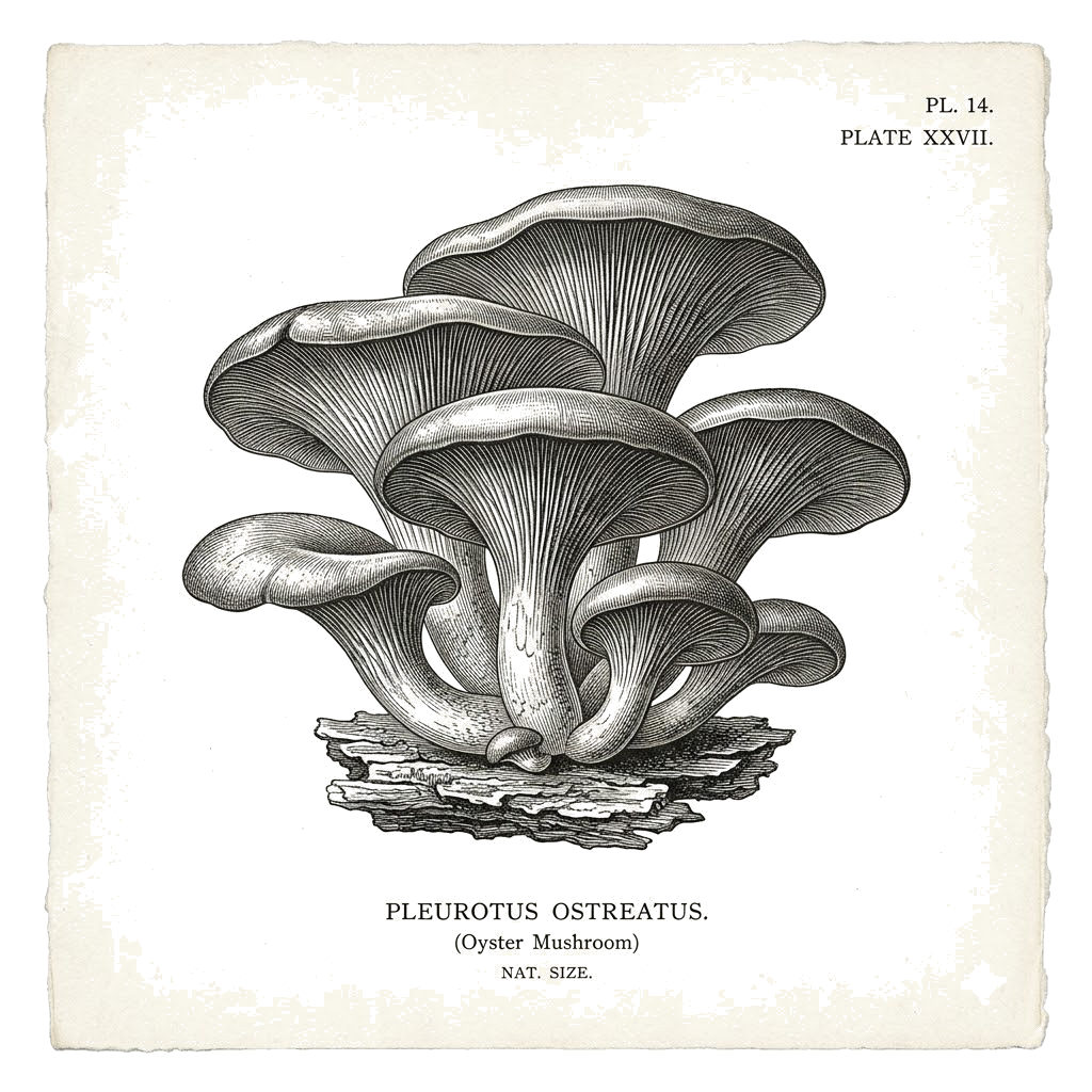 Botanical Oyster Mushroom Sketch
